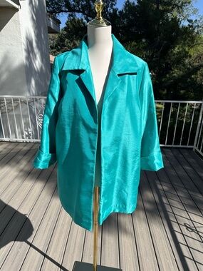 Silky Teal Open Front Jacket